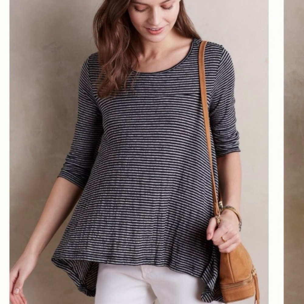 ANTHROPOLOGIE Postmark Swing Stripe Tee Size S